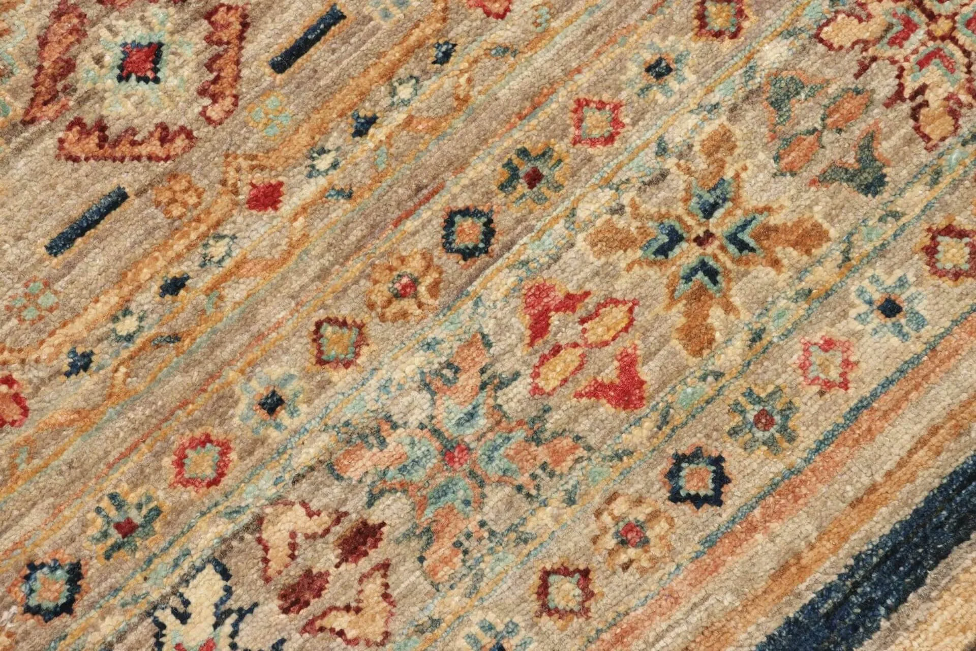 Afghanteppich Rubin Multy Runner, handgeknüpft , Schurwolle, 075 x 337 cm, mehrfarbig, Detailansicht