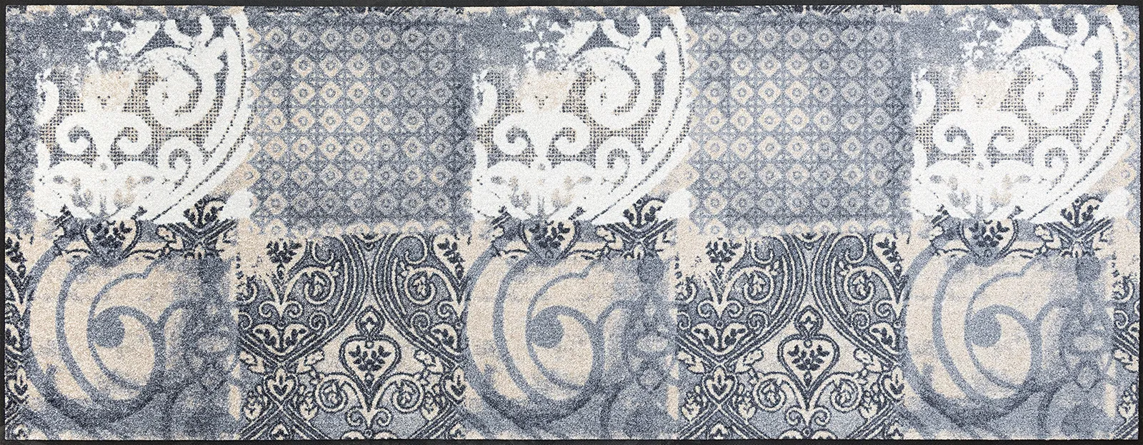 Fußmatte Arabesque, Wash & Dry Interior Design, grau/weiß, 75 x 190 cm, Draufsicht