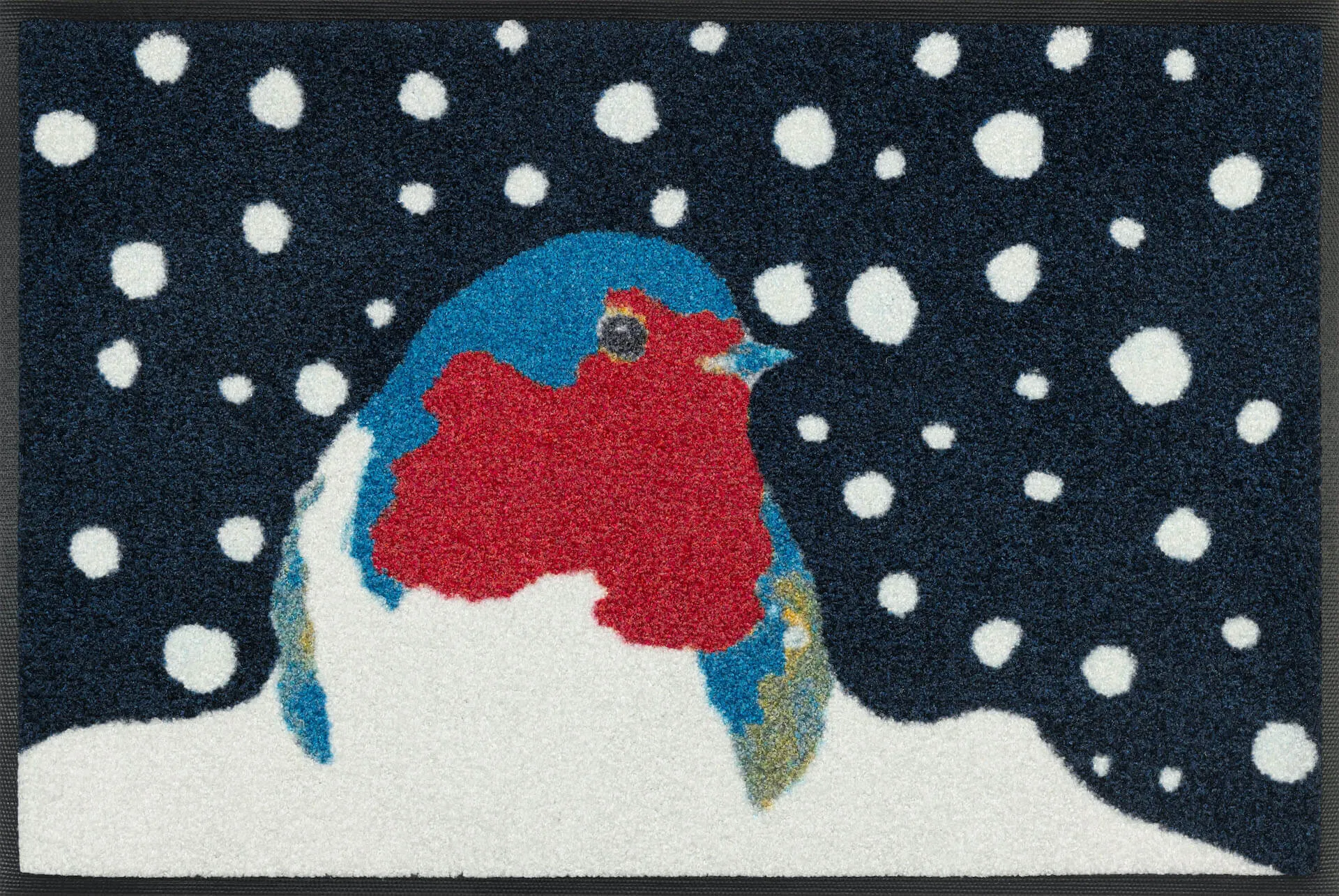 Winterliche Fußmatte Robin, Wash & Dry Design, 050 x 075 cm, Draufsicht