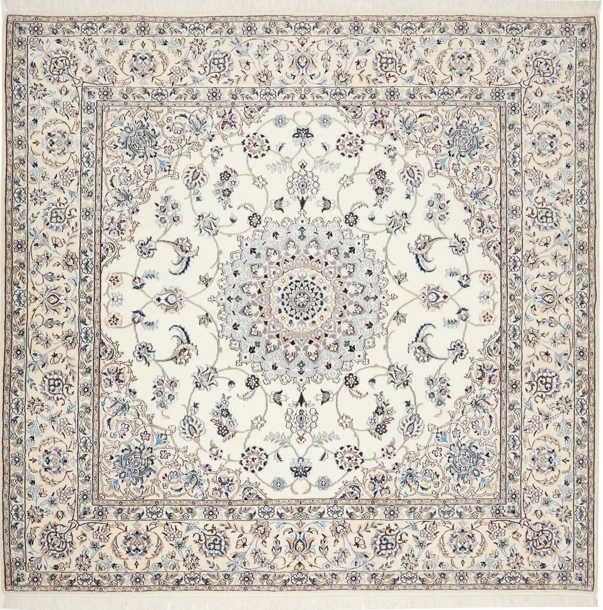 Nain Teppich Beige, 9 LA Knüpfung, Schurwolle, 203 x 211 cm, Draufsicht
