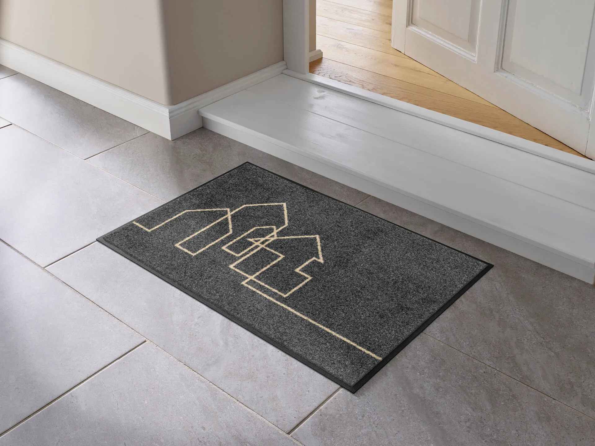 Fußmatte Linestreet, Wash & Dry Design, grau/beige, 050 x 075 cm, Milieubild