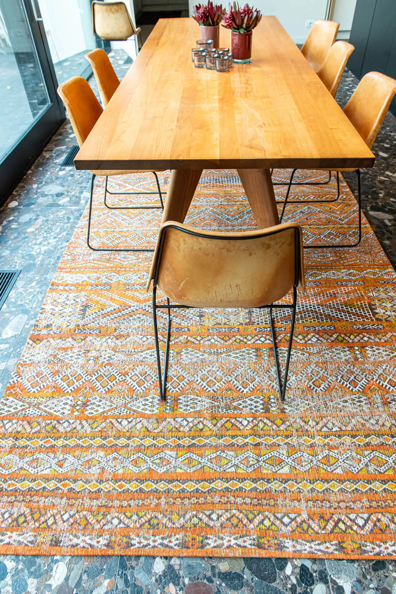 Flachgewebe Teppich Kilim, Baumwolle & Wolle, Riad Orange, Interieurbild