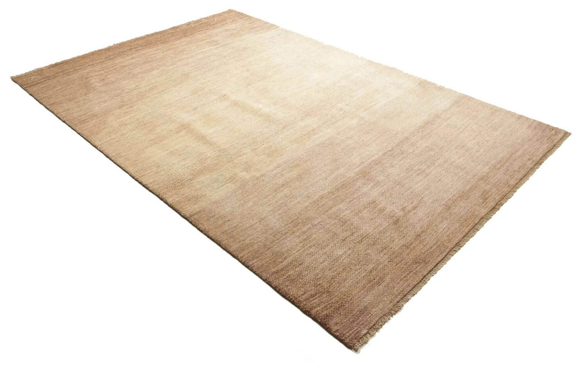 Afghanteppich Shayan, handgeknüpft aus Schurwolle, beige/braun, 197 x 296 cm, Schrägansicht