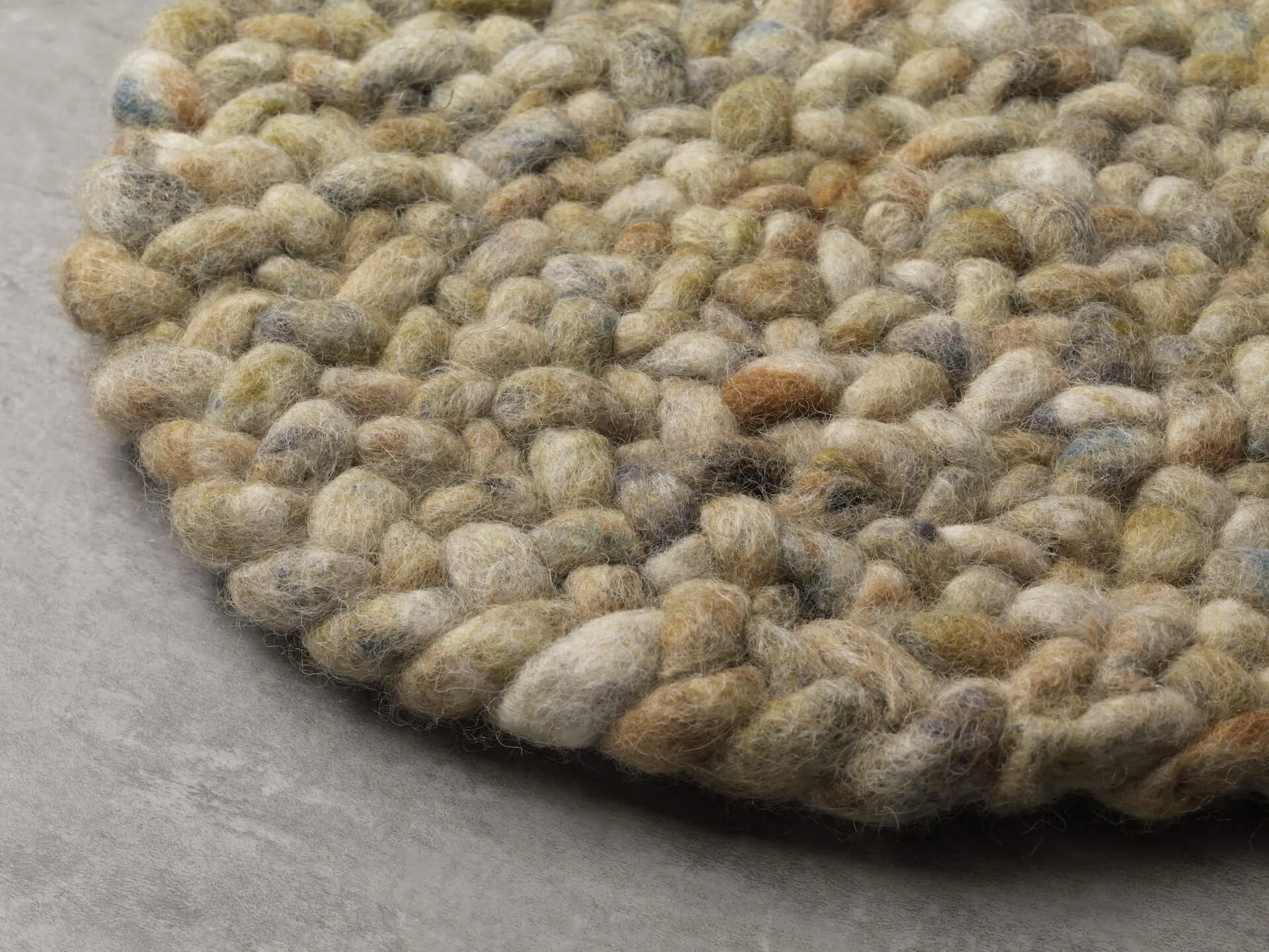 Paulig Handwebteppich Salsa Jameica, rund, Schurwolle, Farbe 447 Detailansicht